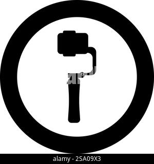 Gimbal mobiler Stabilisator für Smartphone Kamera Handy Steady Cam Symbol im Kreis rund schwarz Farbe Vektor Illustration Bild einfarbig Umriss Stil einfach. Gimbal mobiler Stabilisator für Smartphone Kamera Handy Steady Cam Symbol im Kreis rund schwarz Farbe Vektor Illustration Bild einfarbig Umriss Stil Stock Vektor