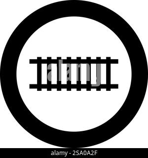 Eisenbahnstrecke Eisenbahnweg Schienenzug U-Bahn U-Bahn Straßenbahn Verkehrskonzept Icon im Kreis rund schwarz Farbe Vektor Illustration Bild solide Umrissstil einfach. Eisenbahnstrecke Eisenbahnweg Schienenzug U-Bahn U-Bahn Straßenbahn Verkehrskonzept Icon im Kreis rund schwarz Farbe Vektor Illustration Bild solide Umrissstil Stock Vektor