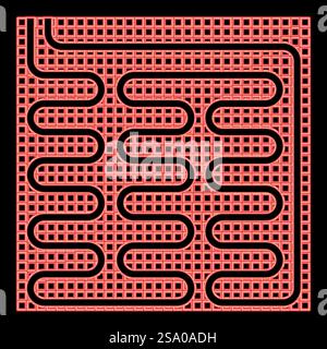 Neon elektrische Fußbodenheizung warm erhitzt rote Farbe Vektor Illustration Bild flache Stil Licht. Neon elektrische Fußbodenheizung warm beheizt rote Farbe Vektor Illustration Bild flach Stil Stock Vektor