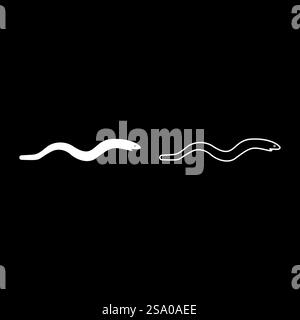 Aal Fisch Schlange Form Meeresfrüchte Konzept Set Symbol weiß Farbe Vektor Illustration Bild einfache Vollfüllung Umrisslinie dünne flache Art. Aal Fisch Schlange Form Meeresfrüchte Konzept Set Icon weiß Farbe Vektor Illustration Bild Solid füllen Umrisslinie dünne flache Art Stock Vektor