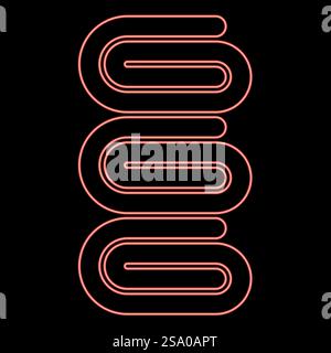 Neon Set Handtücher Stapel gefalteter Badservietten rote Farbe Vektor Illustration Bild flache Art Licht. Neon Set Handtücher Stapel gefalteter Badservietten rote Farbe Vektor Illustration Bild flache Art Stock Vektor