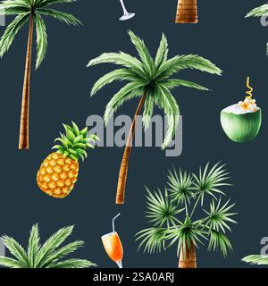 Grüne Palmen. Kokospalmen Clipart. Aquarell Hand gezeichnet Blumen Dschungel Illustration isoliert auf Hintergrund. Für Designer, Postkarten Stockfoto