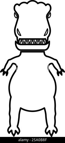 Böse Dinosaurier Kontur Umrisslinie Symbol schwarze Farbe Vektor Illustration Bild dünn flach Stil einfach. Böse Dinosaurier Kontur Umrisslinie Symbol schwarze Farbe Vektor Illustration Bild dünn flach Stil Stock Vektor