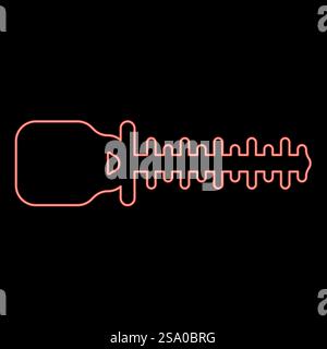 Neon Buschschneider Trimmer für Büsche Mähen Hecke Garten Arbeit Konzept rote Farbe Vektor Illustration Bild flache Art Licht. Neon Buschschneider Trimmer für Büsche Mähen Hecke Garten Arbeit Konzept rote Farbe Vektor Illustration Bild flach Stil Stock Vektor