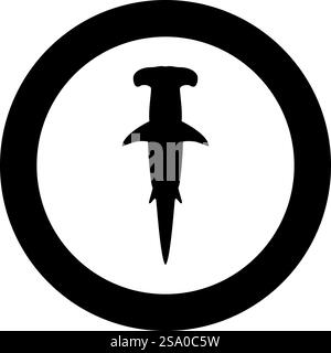 Hai Hammer Kopf Symbol im Kreis rund schwarz Farbe Vektor Illustration Bild solide Umrissstil einfach. Hai Hammerkopf Symbol im Kreis rund schwarz Farbe Vektor Illustration Bild Solid Umrissstil Stock Vektor