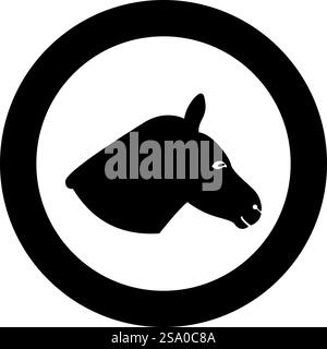 Esel Kopf Silhouette Symbol im Kreis rund schwarz Farbe Vektor Illustration Bild Solid Umriss Stil einfach. Esel Kopf Silhouette Symbol im Kreis rund schwarz Farbe Vektor Illustration Bild solide Umrissstil Stock Vektor