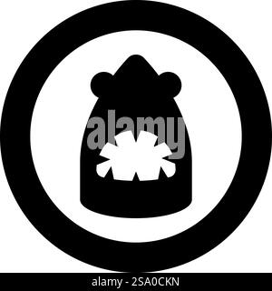 Haikopf Symbol im Kreis rund schwarz Farbe Vektor Illustration Bild einfarbig Umriss Stil einfach. Haikopf Symbol im Kreis rund schwarz Vektor Illustration Bild einfarbig Kontur Stil Stock Vektor