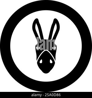 Esel Kopf Silhouette Symbol im Kreis rund schwarz Farbe Vektor Illustration Bild Solid Umriss Stil einfach. Esel Kopf Silhouette Symbol im Kreis rund schwarz Farbe Vektor Illustration Bild solide Umrissstil Stock Vektor