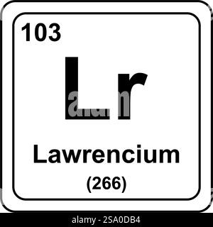 Lawrencium Chemical Sign and Symbol Flat Design Stock Vektor