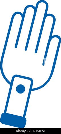 Prothetik Hand Symbol medizinische Werkzeuge und Geräte flache Design Stock Vektor