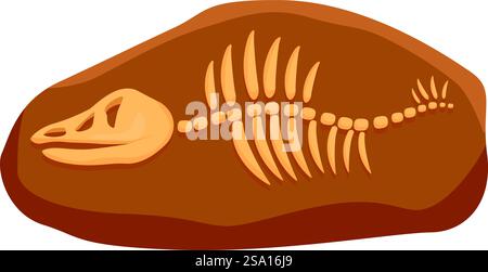 Dinosaurier Fossil Skelett Icon Cartoon Vektor. Lehmboden landen. Bodenschlammschicht. Dinosaurier Fossil Skelett Icon Cartoon Vektor. Lehmboden landen Stock Vektor