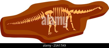 Skelett-Symbol des alten Grundes Cartoon-Vektor. Gemahlenes Fossil Dinosaurierschicht. Skelett-Symbol des alten Grundes Cartoon-Vektor. Gemahlenes Fossil Stock Vektor