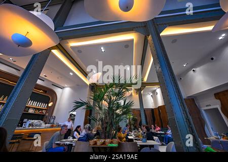 Restaurant im Palacio de Comunicaciones, Rathaus von Madrid, Spanien Stockfoto
