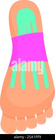 Fußschmerzen Symbol Cartoon Vektor. Gesundheitsmedizinischer Sport. Elastischer Verband. Fußschmerzen Symbol Cartoon Vektor. Gesundheitsmedizinischer Sport Stock Vektor