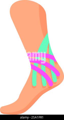 Foot kinesio Tape Icon Cartoon Vektor. Muskelband. Sportlicher Halt. Foot kinesio Tape Icon Cartoon Vektor. Muskelband Stock Vektor