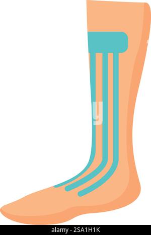 Foot kinesio Tape Icon Cartoon Vektor. Sportgürtel. Elastisches Körpergelenk. Foot kinesio Tape Icon Cartoon Vektor. Sportgürtel Stock Vektor