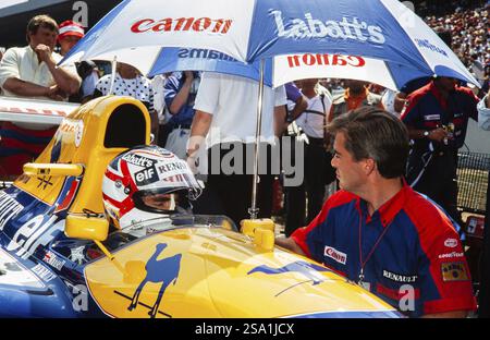 Rennfahrer Nigel Mansell, Formel 1, Team Williams Renault, Auto FW14, Motor Renault RS3 3,5 V10, großer Preis von Deutschland auf dem Hockenheimring am 28. Juli Stockfoto