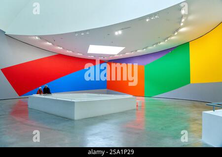 SOL LEWITT, 1928-2007, Wandzeichnung #831 (Geometrische Formen), 1997, Guggenheim Museum, Bilbao, Baskenland, Spanien. Stockfoto