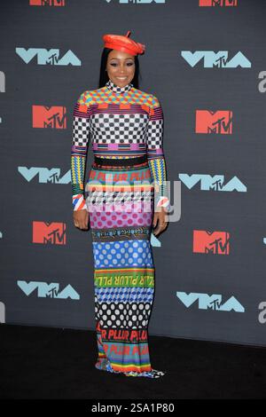 Monica war am 26. August 2019 im Pressesaal der MTV Video Music Awards im Prudential Center in Newark, New Jersey Stockfoto