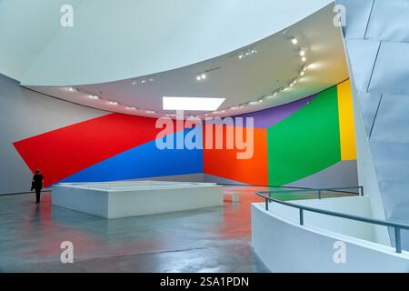 SOL LEWITT, 1928-2007, Wandzeichnung #831 (Geometrische Formen), 1997, Guggenheim Museum, Bilbao, Baskenland, Spanien. Stockfoto