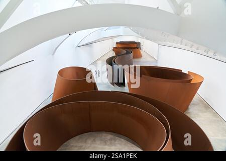Richard Serra, The Matter of the Time, 1994-2005, Guggenheim Museum, Bilbo-Bilbao, Biskaya, Baskenland, Spanien. Stockfoto