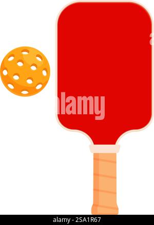 Rotes Paddel Pickleball Symbol Cartoon Vektor. Maskottchenspiel. Tragen Sie den Player. Rotes Paddel Pickleball Symbol Cartoon Vektor. Maskottchenspiel Stock Vektor
