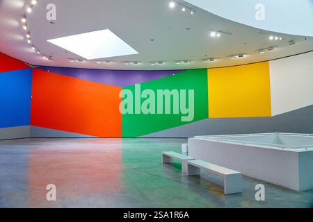 SOL LEWITT, 1928-2007, Wandzeichnung #831 (Geometrische Formen), 1997, Guggenheim Museum, Bilbao, Baskenland, Spanien. Stockfoto