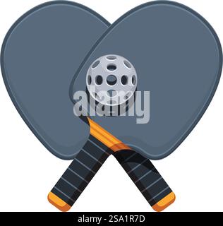 Spieler paddeln Sport Icon Cartoon Vektor. Spiel Pickleball. Kugel mit Kugellöchern. Spieler paddeln Sport Icon Cartoon Vektor. Spiel Pickleball Stock Vektor