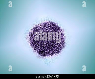 Koloriertes Transmissionselektronenmikroskop eines Hepatitis-C-Virions. Mikrografie mit freundlicher Genehmigung von Maria Teresa Catanese und Charles M. Rice, der Rockefeller University coloriert von NIAID. NIAID und Rockefeller University. Hepatitis C 016931 016 Stockfoto