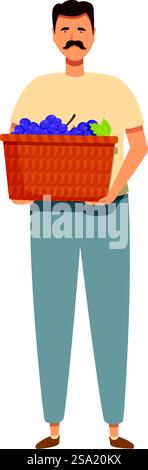 Trauben voller Korb Icon Cartoon Vektor. Bereit für die Weinproduktion. Weinfass. Trauben voller Korb Icon Cartoon Vektor. Bereit für die Weinproduktion Stock Vektor