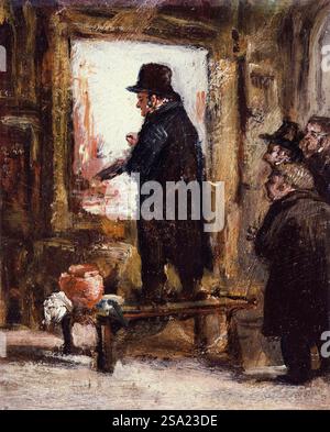 JMW Turner (1775-1851). Der englische romantische Maler Joseph Mallord William Turner, der an „Regulus“ arbeitete. Ölgemälde auf Karte von Charles West Cope um 1828 Stockfoto