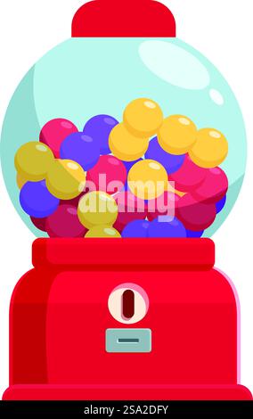 Rote Farbe Maschinensymbol Cartoonvektor. Spender für Schaumgummi. Zahnfleischausrüstung. Rote Farbe Maschinensymbol Cartoonvektor. Spender für Schaumgummi Stock Vektor