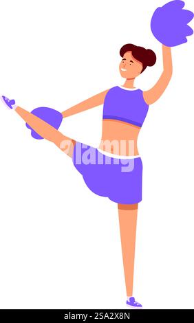 Ein Bein Stütze Cheerleader Icon Cartoon Vektor. Spielkostüm. Person bewegen. Ein Bein Stütze Cheerleader Icon Cartoon Vektor. Spielkostüm Stock Vektor