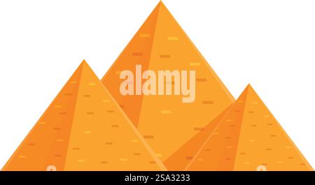 Flache Design-Vektorgrafik von stilisierten orangefarbenen Pyramiden auf einem isolierten Hintergrund. Vereinfachte Vektordarstellung orangener Pyramiden Stock Vektor