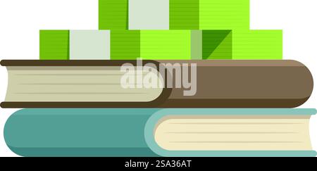 Digitale Illustration einer ordentlich gestapelten Sammlung von Büchern in verschiedenen Farben. Stapel bunter Bücher Illustration Stock Vektor