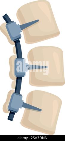 Bunte Zeichentrickdarstellung eines Sicherheitsgurts, einer lebensrettenden Sicherheitsfunktion in einem Auto, isoliert auf weißem Hintergrund. Vektorgrafik eines stilisierten Cartoon-Sicherheitsgurts, ideal für sicherheitsrelevante Designs Stock Vektor