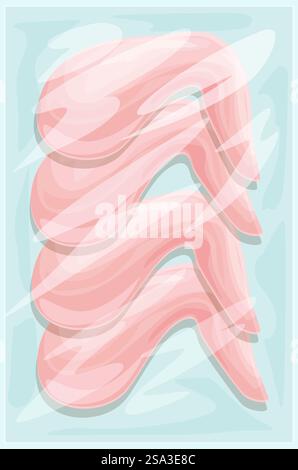 Elegante und minimalistische abstrakte pinkfarbene Swirl-Malerei mit sanften, wirbelnden Kurven und ruhigem Aquarelleffekt für moderne Innenwände und zeitgenössisches künstlerisches Design. Modernes abstraktes Design in Rosatönen, perfekt für zeitgenössische Kunstthemen Stock Vektor