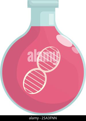 Genetische Forschung Konzept Illustration mit dna, Biotechnologie und wissenschaftlichen Laborgeräten Vektordesign für Bioengineering und medizinische Innovation im Gesundheitswesen und synthetische Biologie. Vektordesign von dna-Strängen in einem Kolben, die Biotechnologie und Gentechnik darstellen Stock Vektor