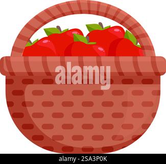 Lebendige Illustration eines Korbkörpers voller reifer Tomaten. Korb voller frischer Tomaten Illustration Stock Vektor