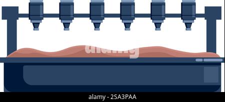 Vektordarstellung einer cnc-Fräsmaschine im Betrieb an einem Metallstück. Industrielle cnc-Maschine im Einsatz Stock Vektor