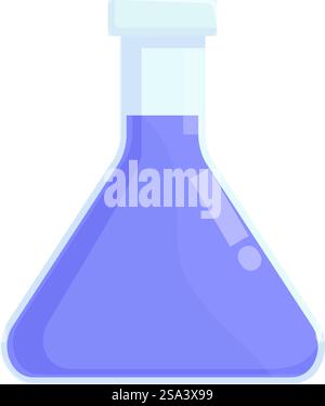 Farbenfrohe Zeichentrickillustration von Glaswaren aus wissenschaftlichen Flaschen und Bechern in einer Laborumgebung, perfekt für Lehrmaterialien, Schul- und Studiendesigns. Bunte Vektor-Illustration einer violetten erlenmeyerkolbe, geeignet für pädagogische Inhalte Stock Vektor