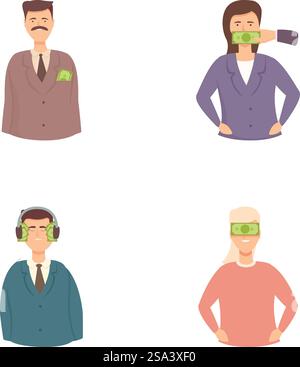 Die Symbole in der Lobby setzen den Comic-Vektor. Geldeinfluß auf Gesetzgeber. Politik, Recht. Die Symbole in der Lobby setzen den Comic-Vektor. Geldeinfluß auf Gesetzgeber Stock Vektor