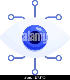 Vektorgrafik eines stilisierten Auges mit digitalen Schaltungssteckern, die die Technologieüberwachung symbolisieren. Illustration des Konzepts der digitalen Augenüberwachung Stock Vektor