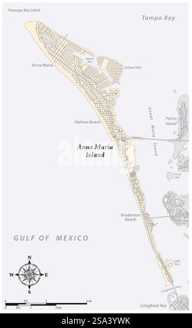 Karte von Anna Maria Island, Florida, USA Stockfoto