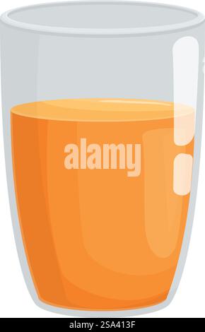 Detaillierte Vektorgrafik eines vollen Glases erfrischenden Orangensafts. Illustration eines Glases Orangensaft Stock Vektor