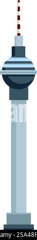 Diese minimalistische Illustration zeigt den berühmten berliner fernsehturm, ein Symbol der Stadt. Der Berliner fernsehturm steht hoch vor einem klaren Himmel Stock Vektor