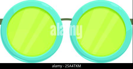 Blaue runde Sonnenbrille zum Schutz vor Sonne mit grüner Brille, Sommerurlaub-Accessoire. Blaue runde Sonnenbrille zum Schutz vor Sonne mit grüner Brille Stock Vektor