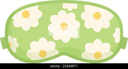 Grüne Schlafmaske mit weißen Gänseblümchen für einen guten Schlaf und süße Träume. Grüne Schlafmaske mit weißen Gänseblümchen für einen guten Schlaf in der Nacht Stock Vektor