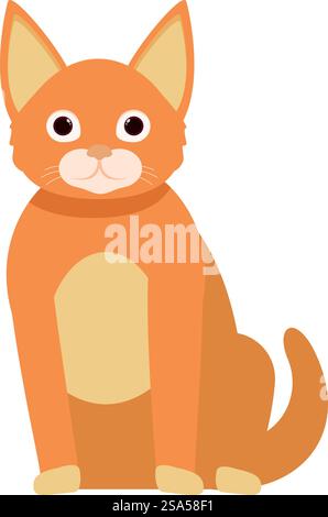 Niedliche Tabbykatze, die aufrecht sitzt und einen neugierigen Gesichtsausdruck hat. Süße Tabbykatze sitzend und neugierig nach vorne blickend Stock Vektor