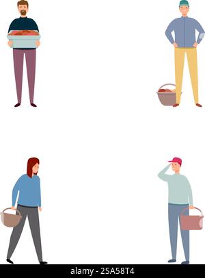 Collection of four male characters in different professional attires showing various occupations. Diverse set of professional men characters Stock Vektor